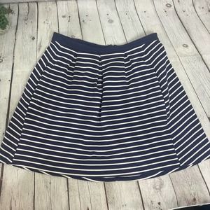 Boden Skirt Navy White Stripe Pleated Pockets Cotton Pique 14